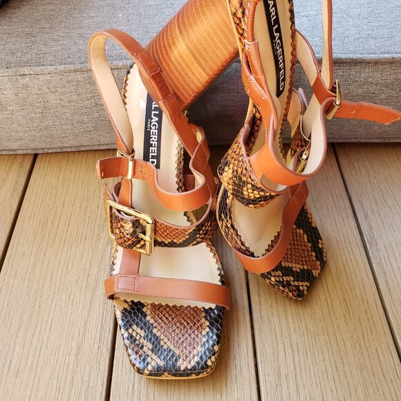 EUC KARL LAGERFELD PARIS Marlow Slingback Heels Square Toe earth brown (7) - Picture 7 of 9